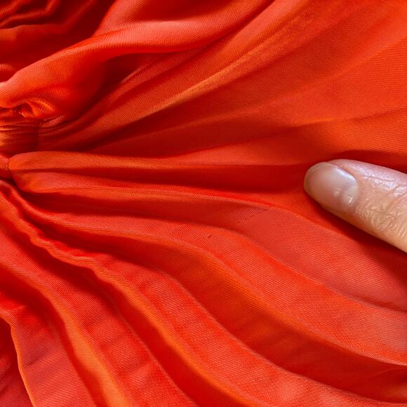 House of Harlow Dress Women L Orange Satin Pleated Wedding Guest Grecian Formal - Picture 10 of 16